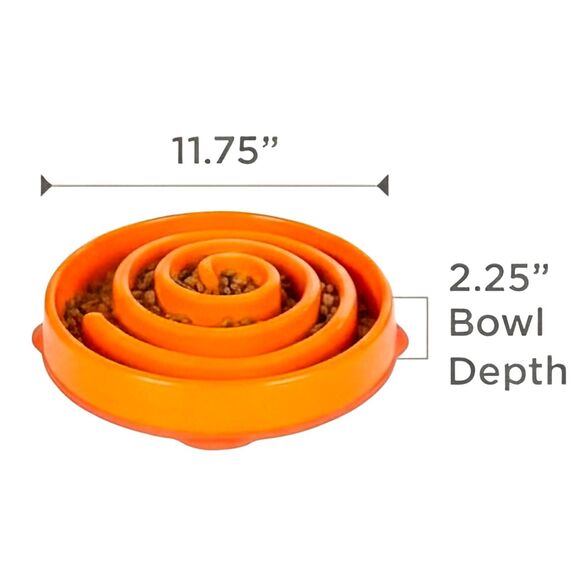 Outward Hound Slo Bowl LARGE Orange Slow Feeder Anti Bloat Dog Rottweiler - Picture 6 of 8